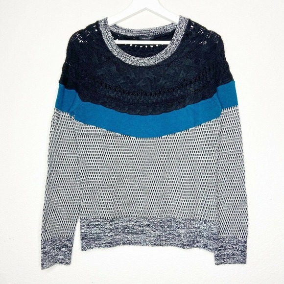 I Heart Ronson Mixed Knit Color Blocked Sweater - Picture 1 of 6